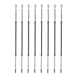 Elastic Tether Lanyards (Pack of 8) for Stylus Pens with Top Port, Retractable Coiled Spring Lobster Clasp Hook Earphone Jack (Black)