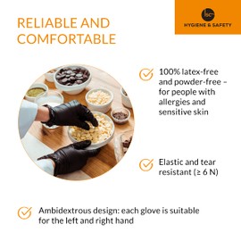 ISC Hygiene & Safety Nitrile Gloves 11 XXL XXLarge Black Box of 100 Powder Free Latex Free eudermic Disposable Examination Gloves nonsterile ambidextrous Commercial use