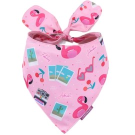 LunaMarie - Luxury Pet Birthday Bandanas -Premium & Silky Poly Fabric | 100% Handmade | Custom Shape Dual Layered (Summer Vibes, Large)