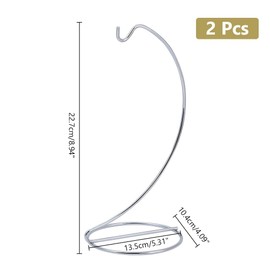 DELORIGIN 2pcs Christmas Ornament Display Stand Holder Glass Globe Silver Iron Wire Stand Hanging Hook Holder Rack for Bauble Lanterns Hanging Air Plant Terrarium Witch Ball Decor DIY Craft Display