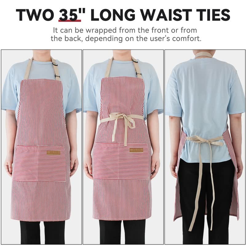 NLUS 2 Pack Kitchen Cooking Aprons, Adjustable Bib Soft Chef