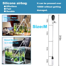 Carefree Fish Aquarium Gravel Cleaner 6Ft Hose Fish Tank Water Changer Gravel Vacuum Adjustable Length ABS(for 5~20Gal Tank)