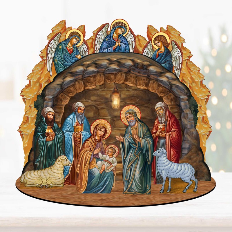 Orthodox Nativity Scene with Angels Décorative Set by G. Debrekht