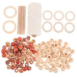 CORHAD 133pc Macrame Cord Set DIY Macrame Kit Wood Beads Tapestry Accessories Natural Materials Portable Craft Kit Random Color