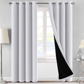 MeilleMaison 100% Blackout Window Curtain Panels for Bedroom Full Light Blocking 84 Inches Long Thermal Insulated Grommet Curtains(1 Panel, Greyish White) (MMCSSQZGD84C36)