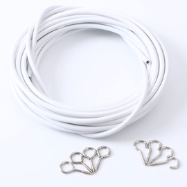 ASIWUJING Curtain Wire 6 Metres Net Curtain Wire Cord Cable with 20 Hooks and 20 Eyes,covered with PPR