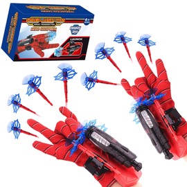 Aofentop Spider Shooter Kids Gift Toy - Web Shooters for Kids Super Hero Toys with Spider Gloves Launcher Wrist Toys Set Suction Disk Soft Bullets for Boy Girl Gifts (2Pcs)