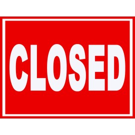 Closed Flexible Magnetic Sign 7.5 x 10.75 in. White on Red Background. Weather Resistant.