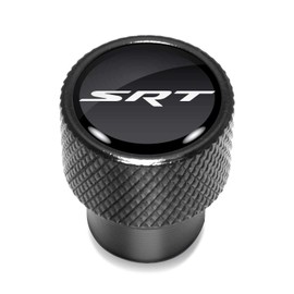 iPick Image for SRT Logo in Black on Black Aluminum Tire Valve Stem Caps for Dodge Jeep