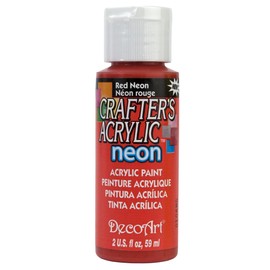 DecoArt Crafter's Acrylic Neon Paint, 2-Ounce, Red Neon