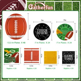 Football Party Supplies Kit for 48 Guests - Includes Large 12.5in Plates, Dessert Plates and Napkins - for Football Birthday and Tailgate Party Decorations
