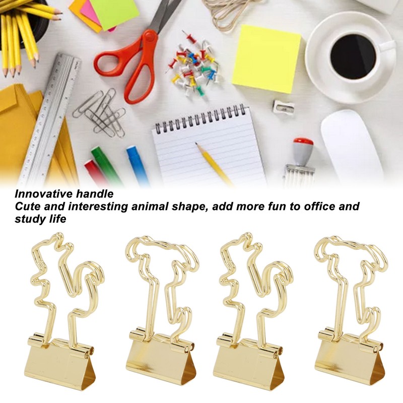 100Pcs Binder Clips Cute Animal Shaped Handle Sturdy Metal Multi