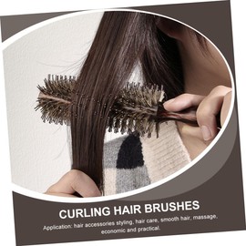 BIUDECO curly hair comb Professional Round Brush Curling Hair Brush hair curling brush bristle hair brush comb for curly hair Hairdressing Brush pig hair comb lotus tree to rotate massage