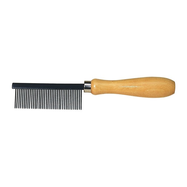 Redecker Stainless Steel Metal Comb with Varnished Wooden Handle, 7-1/8-Inches