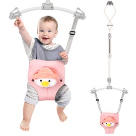 Baby Doorway Jumpers, Portable Doorway Jumper for Baby, Baby Jumper Doorway with Strong Spring & Adjustable Strap, Quick Set Up and Easy to Use (Pink)