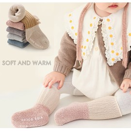 MOMSMENU Baby Socks Winter Warm Cotton Soft Non Slip Infant Toddler Sock for Infant Kids Boys Girls 6-12month 5 Pairs