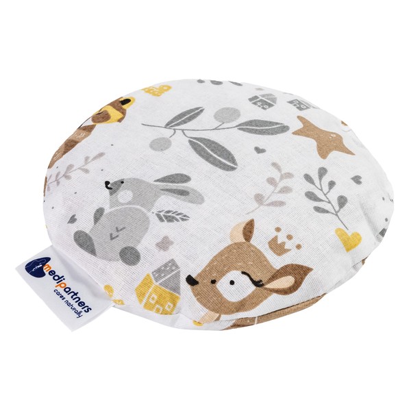 Medi Partners Cherry Stone Cushion Heat Cushion Grain Cushion for Babies 180 g Round 15 cm Eco Natural 100% Cotton Heat + Cold Therapy Massage Therapy (Deer)