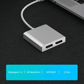 WJESOG Displayport to Dual Displayport MST DP to 2 DP Splitter Multi Stream Transport Hub, for Mac and Windows7/8/10