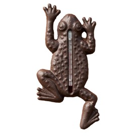 Cast Iron Frog Garden Thermometer 10x22.5cm Brown Rustic Outdoor Wall Decoration Art Greenhouse