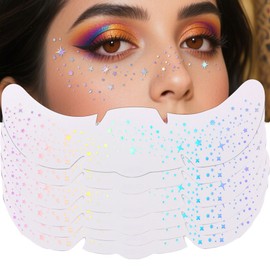 12pcs Holographic Multicolor Glitter Freckles Face Tattoo, Waterproof Fake Freckle Tatto Patches for Women, Faux Temporary Tattoos & Sparkle Freckles for Face Glitter Festivals