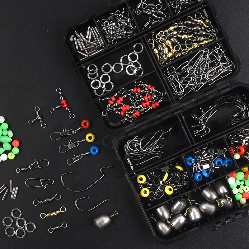 OROOTL Fishing Swivels Snaps Kit 226pcs/Box Barrel Rolling Swivels Snaps