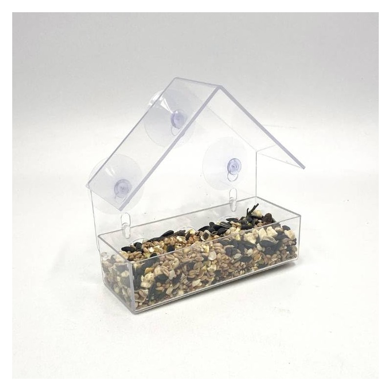 Perspex Window Bird Feeder with Strong Suction Cups – Transparent