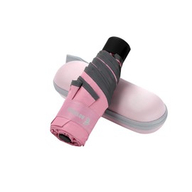 Mini Compact Travel Umbrella with Reflective Safety Stripes,Portable Folding Design with Case Pink