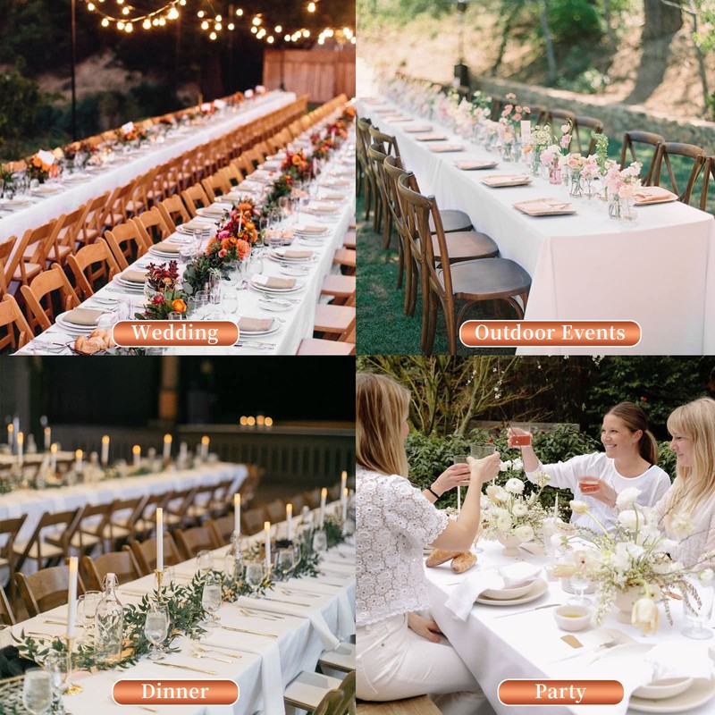 Showgeous White Tablecloths Rectangular Polyester Tablecloth for 6ft Rectangle Tables