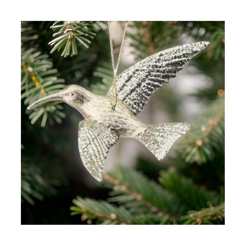 The Bridge Collection Champagne Gold-Glittered Hummingbird Ornaments - Set of
