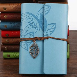 Powertool Notebook Loose Leaf Leather Cover Lined Wirebound Journal Writing Planner Organizer Retro Vintage Notebook (1 Piece, Light Blue)