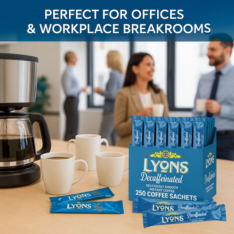 250pcs Lyons Individual Decaffeinated Instant Coffee Sachets - 1.5g Decaf