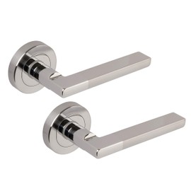 Excel Architectural XL3854 Coda Passage Door Handles on Round Rose, Satin/Polished Chrome