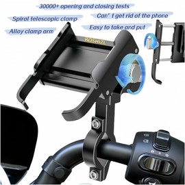 BOSHIZL Aluminium Alloy Motorcycle Bike Bicycle Harley Electrical Scooter Cell Phone Handlebar Holders for Mounting Compatible 4.5" to 7.0" (Black)
