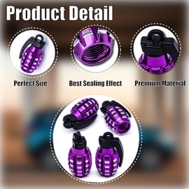 MEAJOO 4 PCS Tire Valve Stem Caps, Aluminium Alloy Tire Valve Stem Covers Universal for Cars,Trucks, SUV, Motorcycles, Bike and Bicycles (Purple)