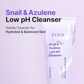 "TIA'M Limpiador facial en gel con extracto de caracol y azuleno TIAM, filtrado de secreción de caracol, equilibra el pH, tratamiento contra el acné y