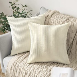 Miulee Corduroy Decorative Cushion Cover Without Filling, With Hidden Zip