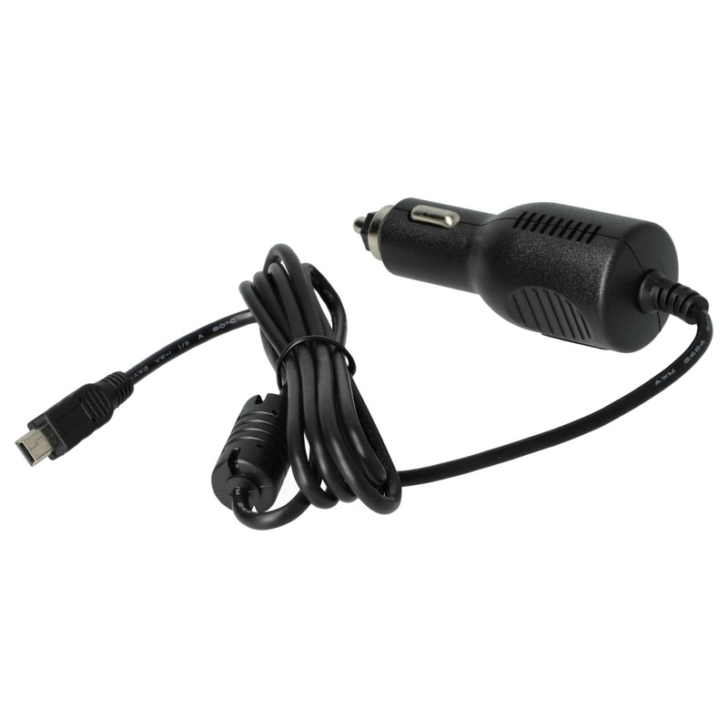 vhbw KFZ-LADEKABEL AUTOLADEKABEL für Navigationsgeräte mit Mini-USB-Anschluss mit Integriertem TMC-Empfänger
