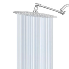 Rain Shower Head with 11'' Adjustable Arm, NearMoon High Pressure Stainless Steel Rainfall Showerhead, Ultra-Thin Design- Pressure Boosting, Awesome Shower (12-Inch Shower Head with Arm, Nickel)