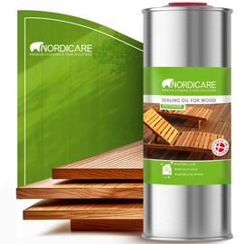 Nordicare Sealing Wood Oil for Outdoor Garden Furniture - Teak Oil for Wood Outdoor Furniture - Suitable for All Outdoor Types of Wood, for Wood Exterior Protection - Easy to Apply 34 Oz