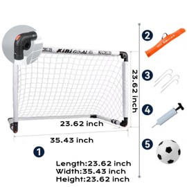 KiBiGOAL Soccer Goal, Kids Soccer Goal, White Foldable Soccer Goal 90x60cm, Kids Soccer Goals for The Garden/Indoor/Outdoors