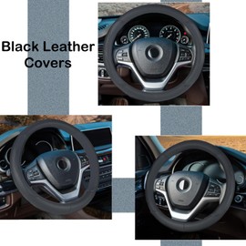 Lyodohia Car Steering Wheel Cover for Honda CRV Civic Accord HRV Pilot Passport Odyssey Element Insight Fit Ridgeline Clarity City LX EX EXL Si Hatchback Accessories,Black (Style-A, Round-Shaped)