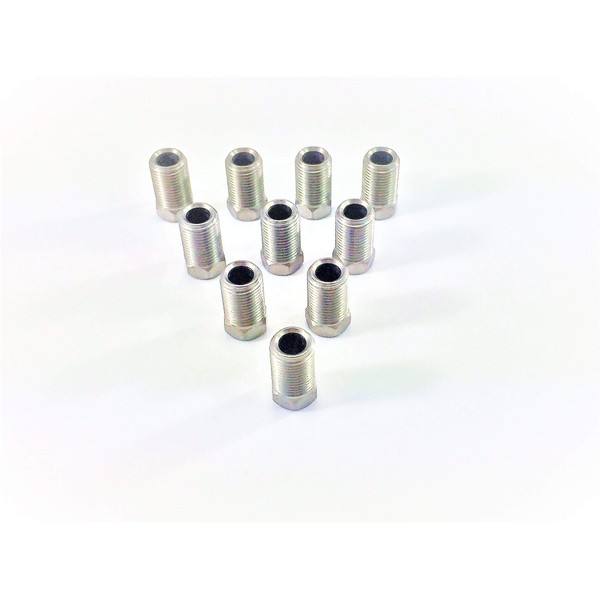 The Stop Shop Long Stainless Steel 3/8"- 24 Inverted Flare Brake Line Fitting for 3/16" Tube (Pack of 10)