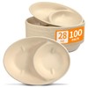 Celel 2 Compartment Oval Paper Bowls 100 Pack, Disposable Chip
