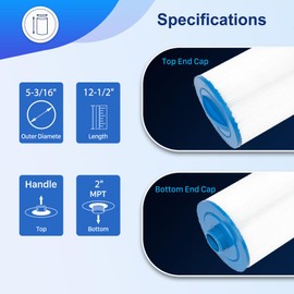 5CH-502 Spa Filter Cartridge Replaces for PPM50SC-F2M, Filbur FC-0195, Marquis Spa 20041, 20091, 370-0237, C-5303, Darlly 50501, 2" Male Thread/MPT Hot Tub Filter, 50 sq.ft Cal Spas, 4 Pack