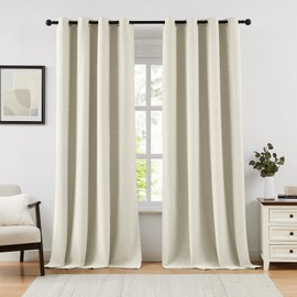 Anpark Natural 100% Blackout Linen Curtains for Bedroom 84 Inch Length 2 Panels Set,Farmhouse Thick Textured Window Curtains for Living Room,Grommet Room Darkening Curtains & Drapes,52" W x 84" L