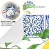 Lemon Blue Tiles Dish Drying Mat for Kitchen Counter Absorbent