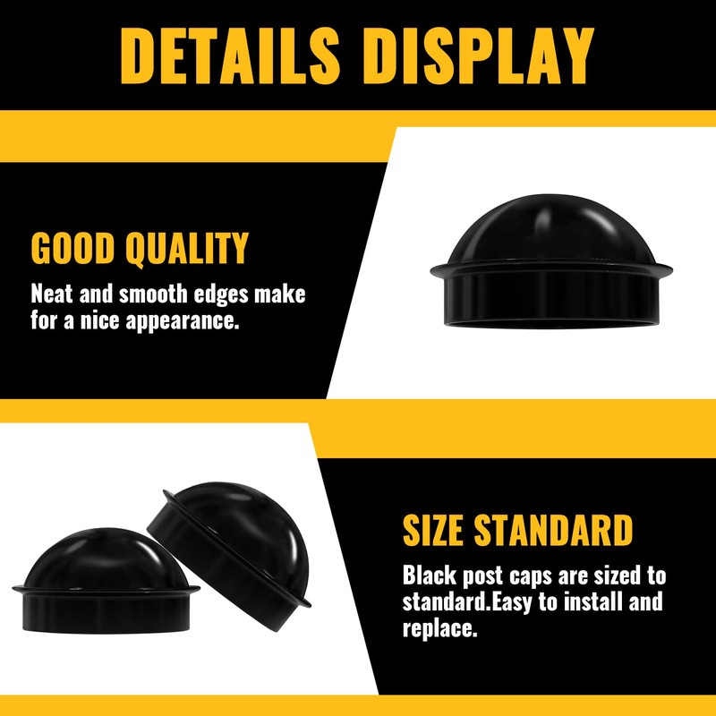 VIVIDA 2-3/8" Chain Link Post Caps, Black Post Cap for