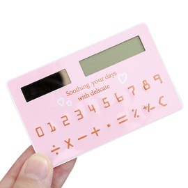 Irfora Mini Card Size Calculator Ultra-Thin Cute Cartoon Solar Powered Calculator 8 Digits Display Portable for Office School Students Stationery Supplies