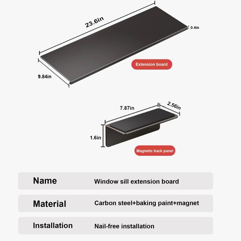 Window Sill Extender,Black Extension Board Not Easy To Bend(23.6x9.84in)