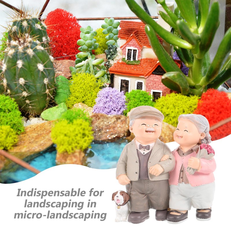 Veemoon Elderly Decorative Statue Resin Grandparents Statue Grandma Grandpa Statue
